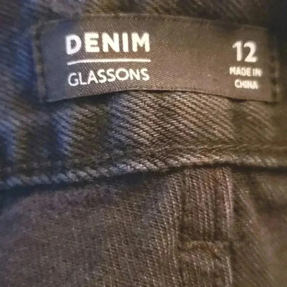 High-Rise Black Distressed Jeans Shorts Size 12 - Picture 3 of 4